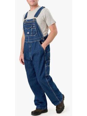 Berne Bib Overalls Size 36/34 Washed Flex Denim Reinforced Knee NWT